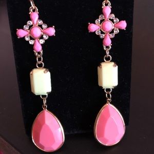 NWT Neon Summer Coral Pink Drop Cabochon Earrings